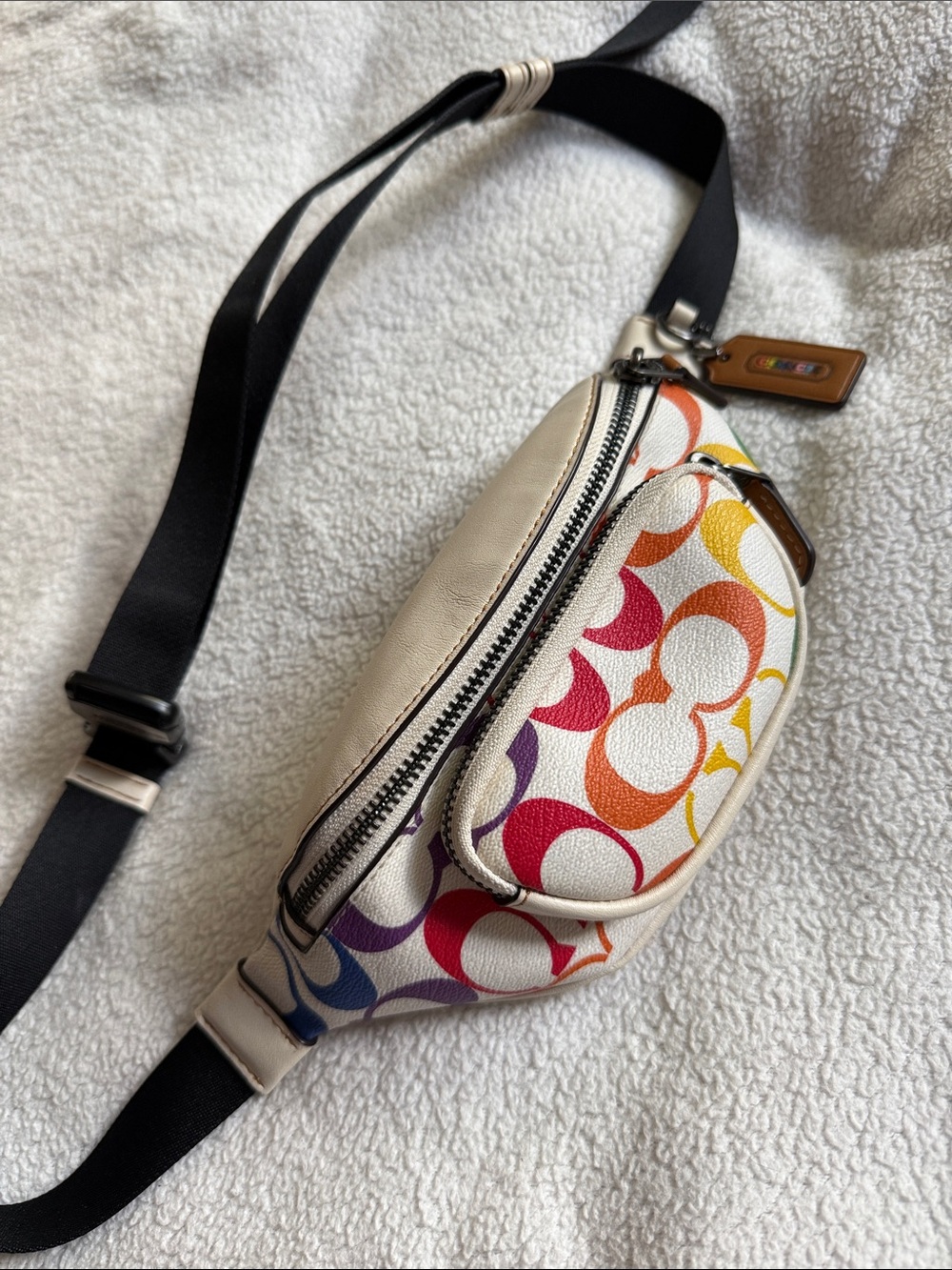 Coach Rainbow Signature Canvas Belt Bag - Cream